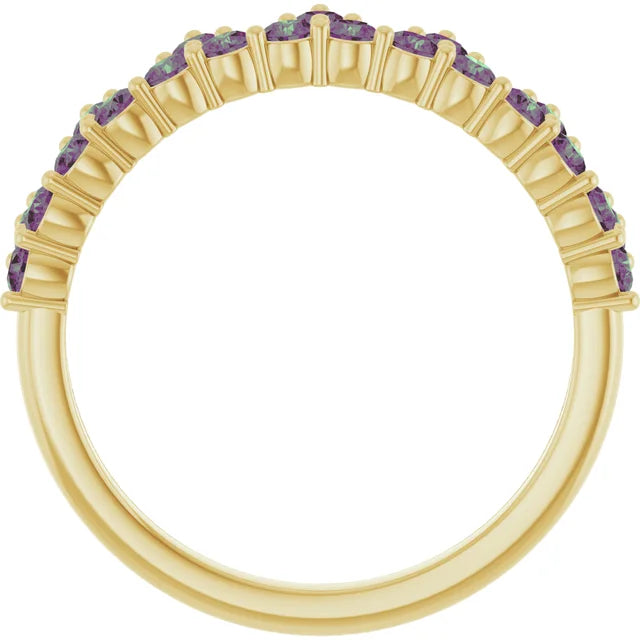 10K White Lab-Grown Blue Sapphire Crown Ring