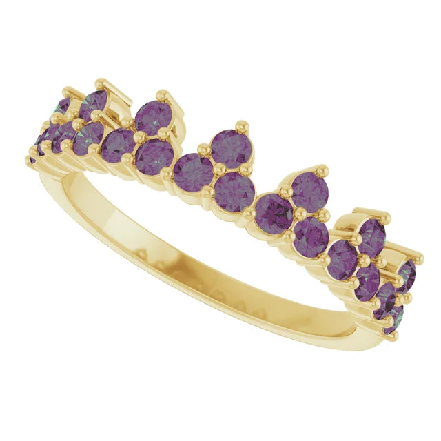 10K White Lab-Grown Blue Sapphire Crown Ring