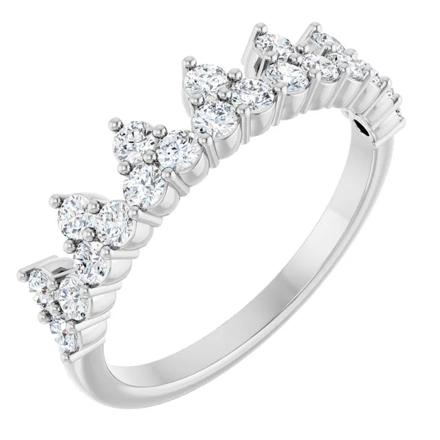 10K White Lab-Grown Blue Sapphire Crown Ring Jewelry