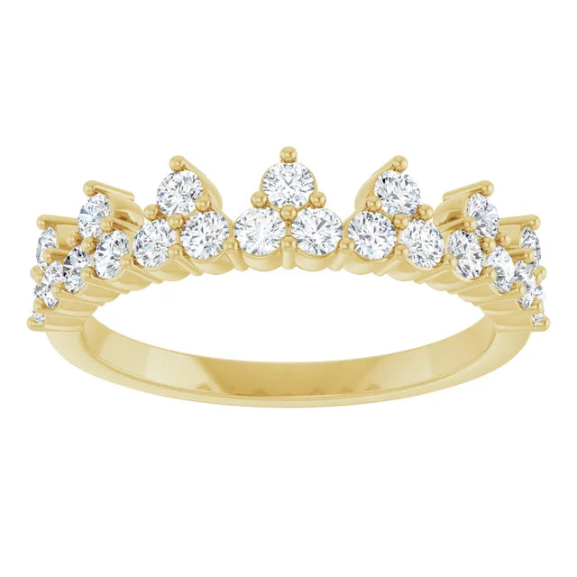 10K White Lab-Grown Blue Sapphire Crown Ring Jewelry