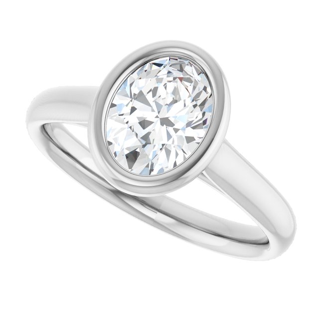 PARIS Bezel Set Solitaire Oval Engagement Ring - Platinum - View 5