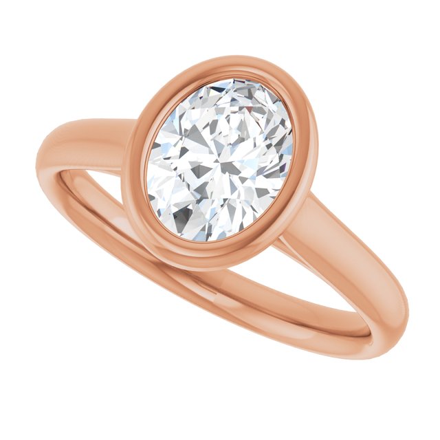 PARIS Bezel Set Solitaire Oval Engagement Ring - 18K Rose Gold - View 5