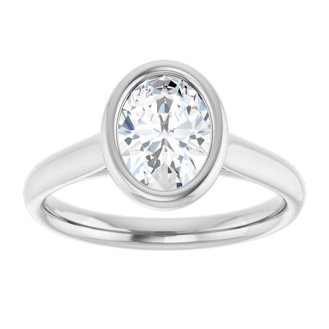 PARIS Bezel Set Solitaire Oval Engagement Ring - Platinum - View 3