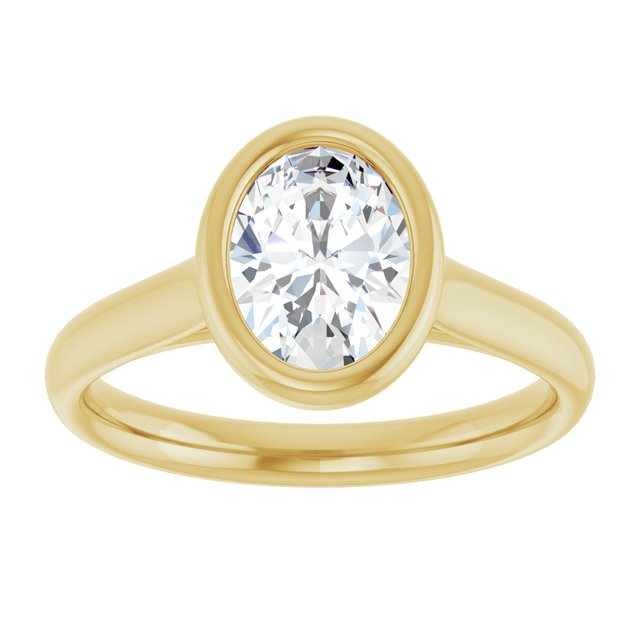 PARIS Bezel Set Solitaire Oval Engagement Ring - 18K Yellow Gold - View 3