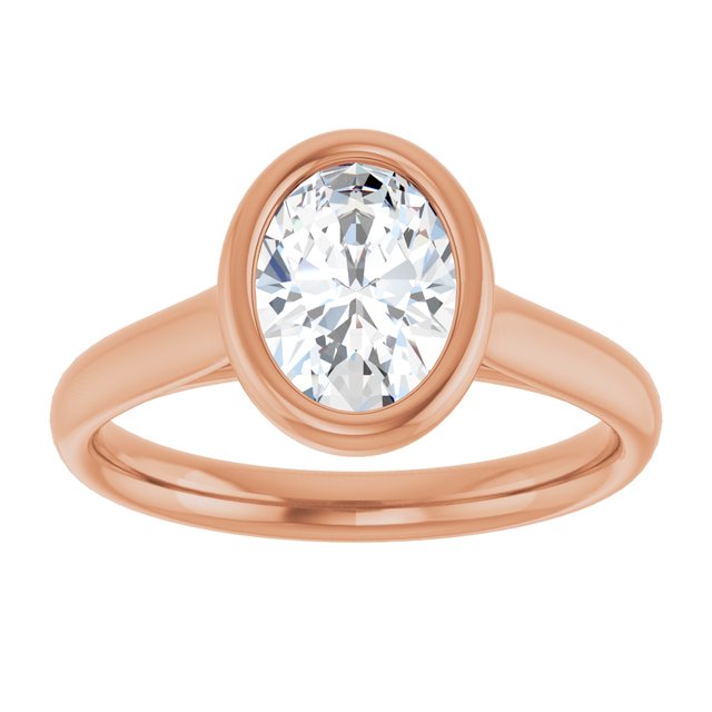 PARIS Bezel Set Solitaire Oval Engagement Ring - 18K Rose Gold - View 3