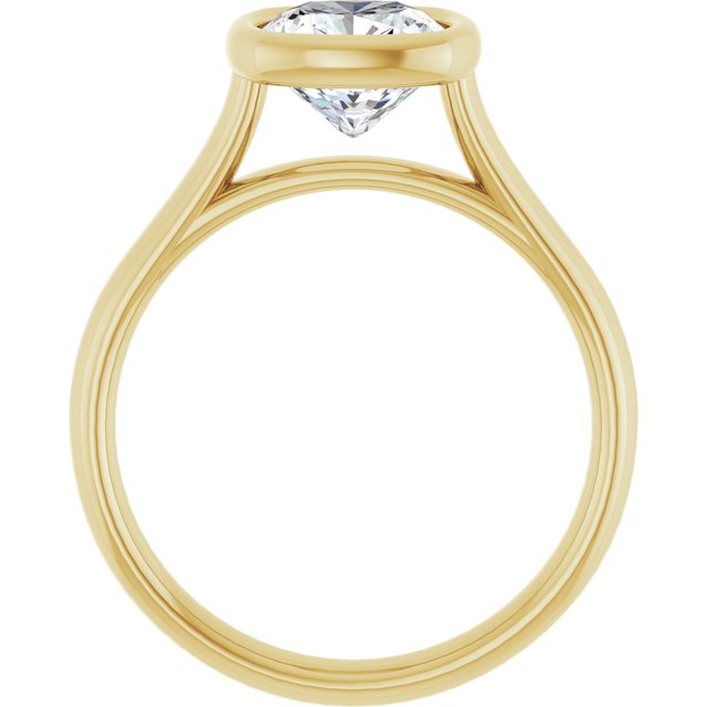 PARIS Bezel Set Solitaire Cushion Engagement Ring - 18K Yellow Gold - View 2