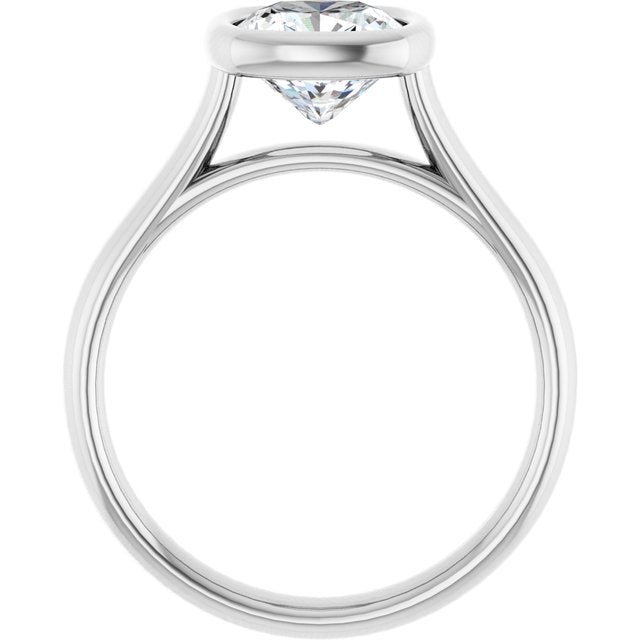 PARIS Bezel Set Solitaire Cushion Engagement Ring - Platinum - View 2