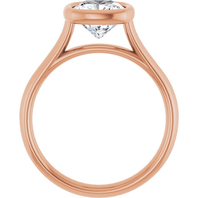 PARIS Bezel Set Solitaire Cushion Engagement Ring - 18K Rose Gold - View 2