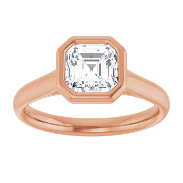 PARIS Bezel Set Solitaire Asscher Engagement Ring - 18K Rose Gold - View 3