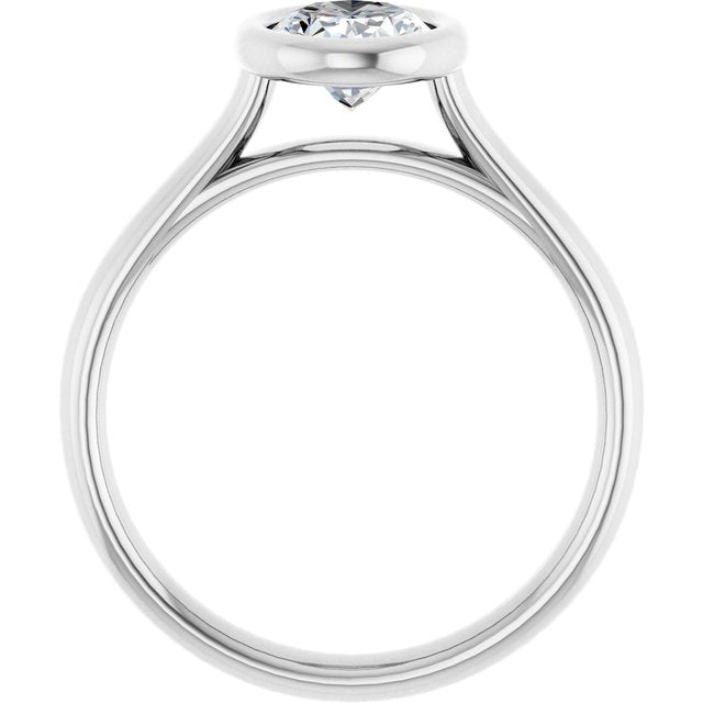 PARIS Bezel Set Solitaire Oval Engagement Ring - Platinum - View 2