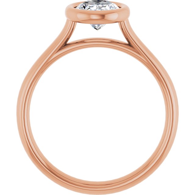 PARIS Bezel Set Solitaire Oval Engagement Ring - 18K Rose Gold - View 2
