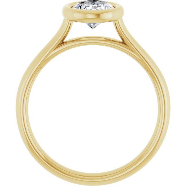 PARIS Bezel Set Solitaire Oval Engagement Ring - 18K Yellow Gold - View 2