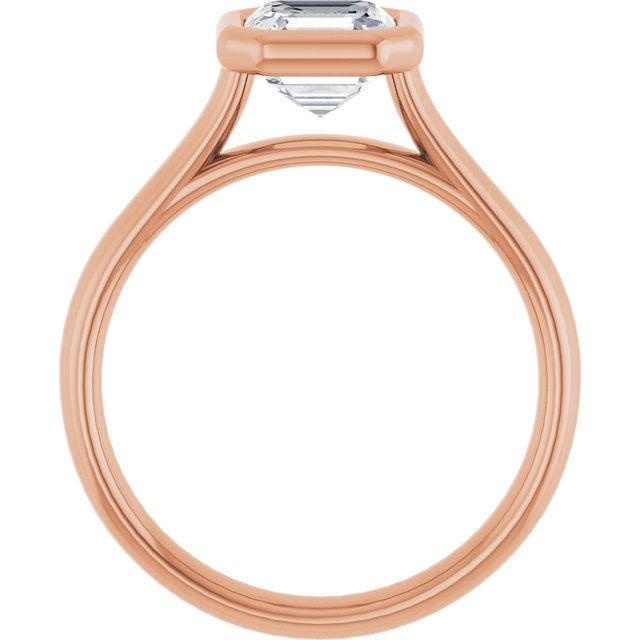 PARIS Bezel Set Solitaire Asscher Engagement Ring - 18K Rose Gold - View 2