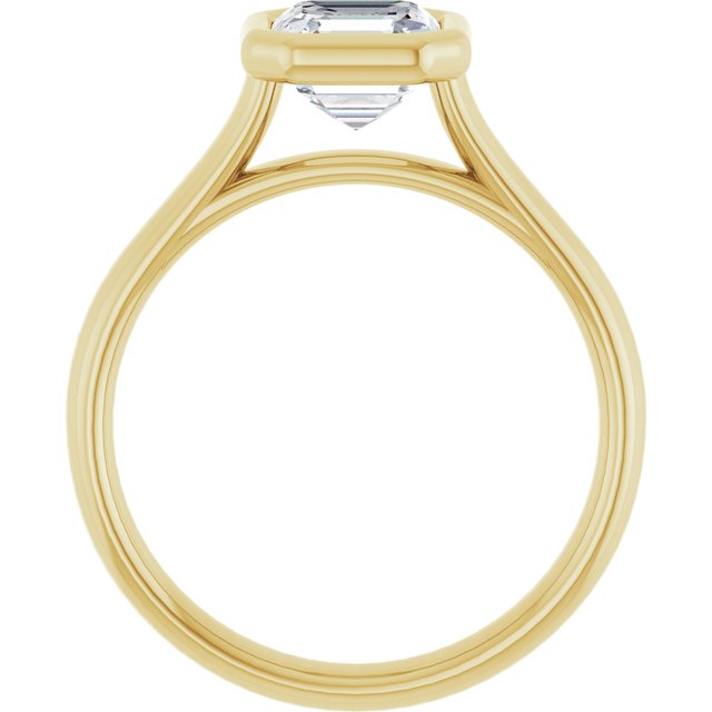 PARIS Bezel Set Solitaire Asscher Engagement Ring - 18K Yellow Gold - View 2