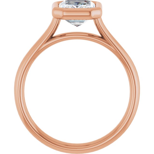 PARIS Bezel Set Solitaire Emerald Engagement Ring - 18K Rose Gold - View 2