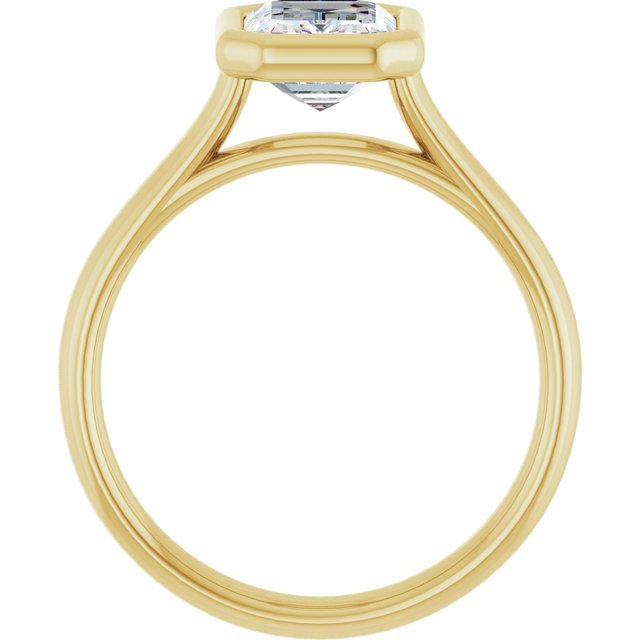 PARIS Bezel Set Solitaire Emerald Engagement Ring - 18K Yellow Gold - View 2