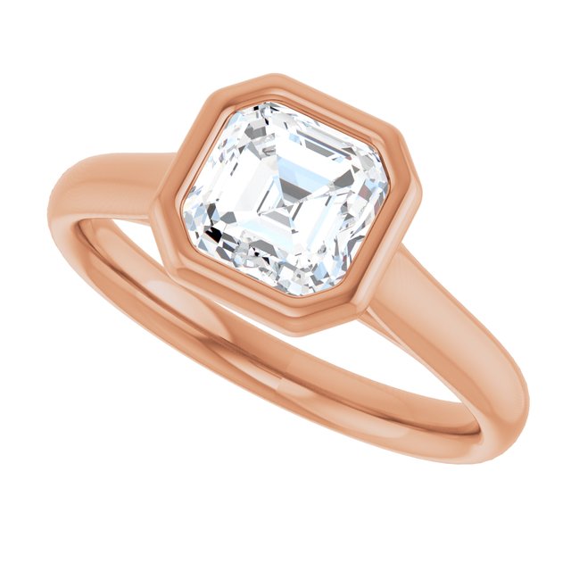PARIS Bezel Set Solitaire Asscher Engagement Ring - 18K Rose Gold - View 5