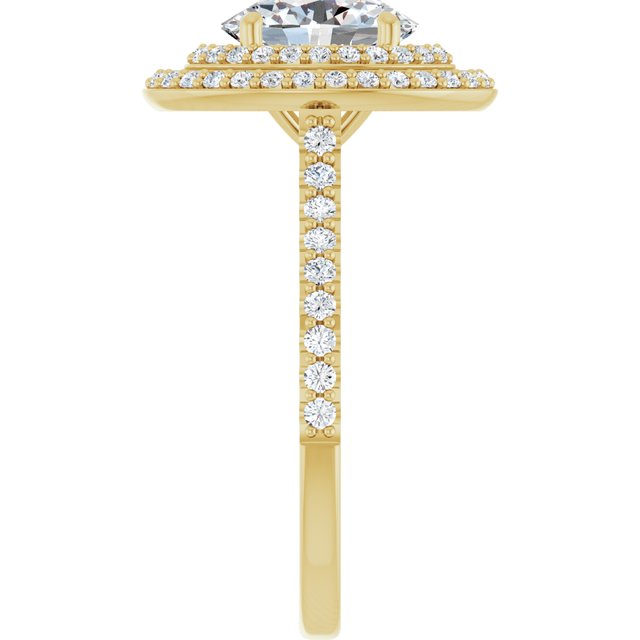 AMALIA Double Halo Oval Engagement Ring with Shoulder Diamonds - 18K Yellow Gold - View 4