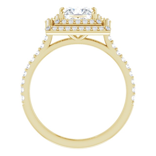 AMALIA Double Halo Square Engagement Ring with Shoulder Diamonds - 10K Yellow Gold - View 2