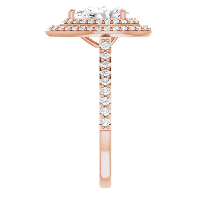AMALIA Double Halo Pear Engagement Ring with Shoulder Diamonds - 18K Rose Gold - View 4