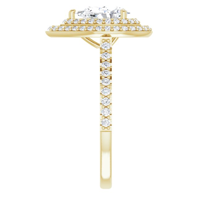 AMALIA Double Halo Pear Engagement Ring with Shoulder Diamonds - 18K Yellow Gold - View 4
