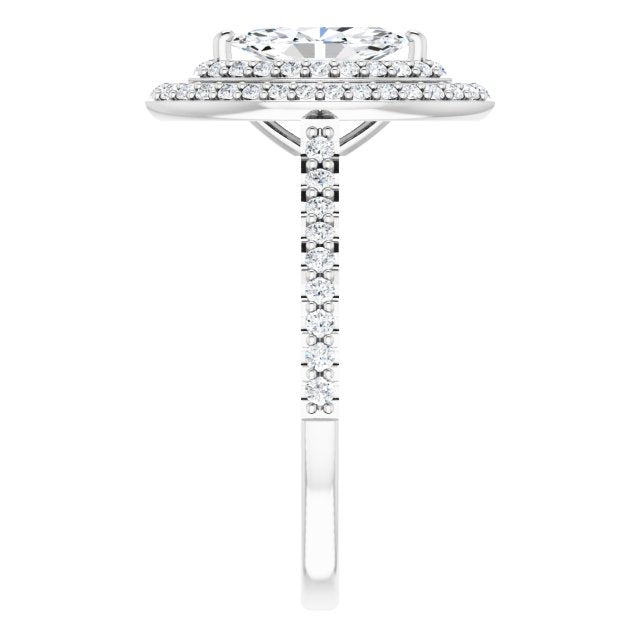 AMALIA Double Halo Marquise Engagement Ring with Shoulder Diamonds - Platinum - View 4