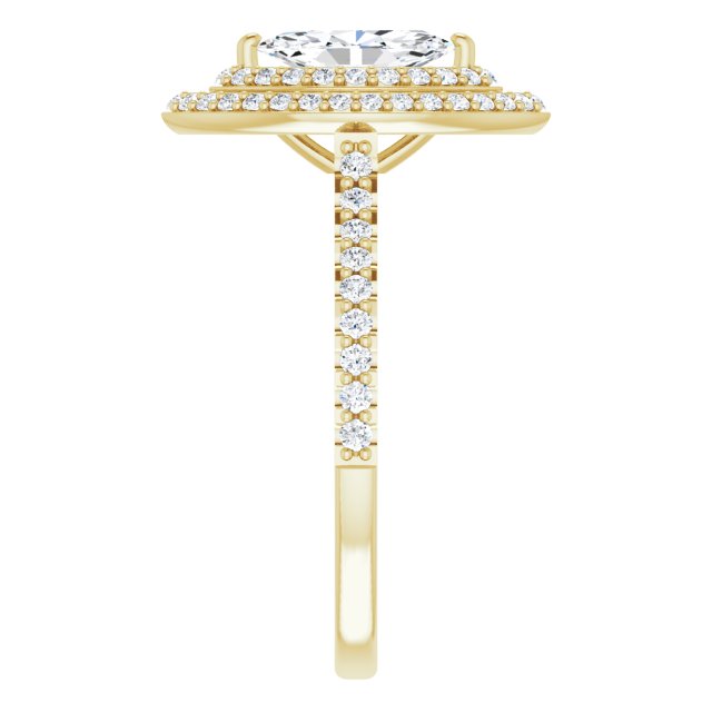 AMALIA Double Halo Marquise Engagement Ring with Shoulder Diamonds - 18K Yellow Gold - View 4
