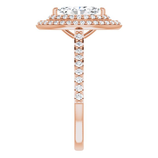 AMALIA Double Halo Marquise Engagement Ring with Shoulder Diamonds - 18K Rose Gold - View 4