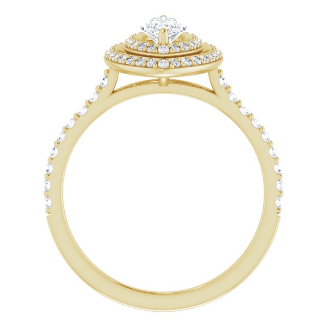 AMALIA Double Halo Marquise Engagement Ring with Shoulder Diamonds - 18K Yellow Gold - View 2