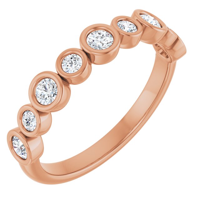10K Rose Gold Lab-Grown Diamond 2 mm BUBBLE Alternating Bezel Stack Ring Jewelry