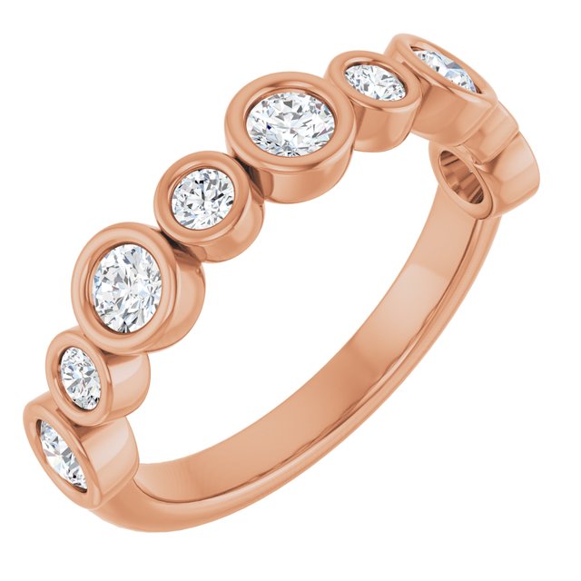 10K Rose Gold Lab-Grown Diamond 2 mm BUBBLE Alternating Bezel Stack Ring Jewelry