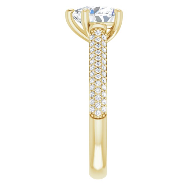 EMILY Solitaire Heart Engagement Ring with Pave Band - 18K Yellow Gold - View 4