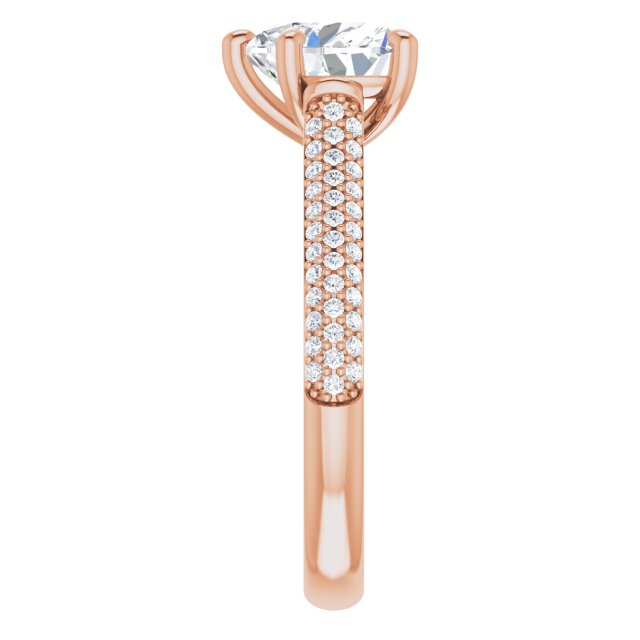 EMILY Solitaire Heart Engagement Ring with Pave Band - 18K Rose Gold - View 4