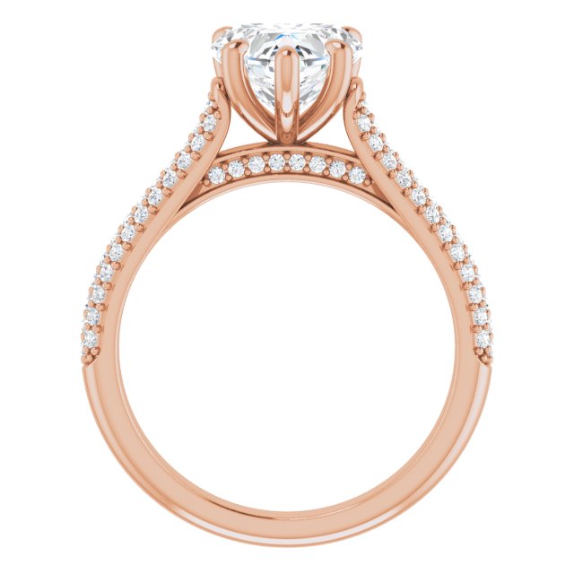 EMILY Solitaire Heart Engagement Ring with Pave Band - 18K Rose Gold - View 2