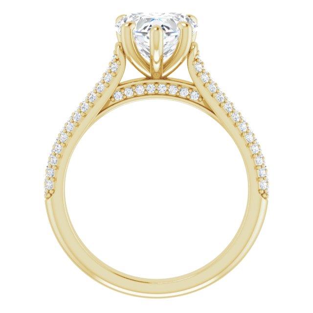 EMILY Solitaire Heart Engagement Ring with Pave Band - 18K Yellow Gold - View 2