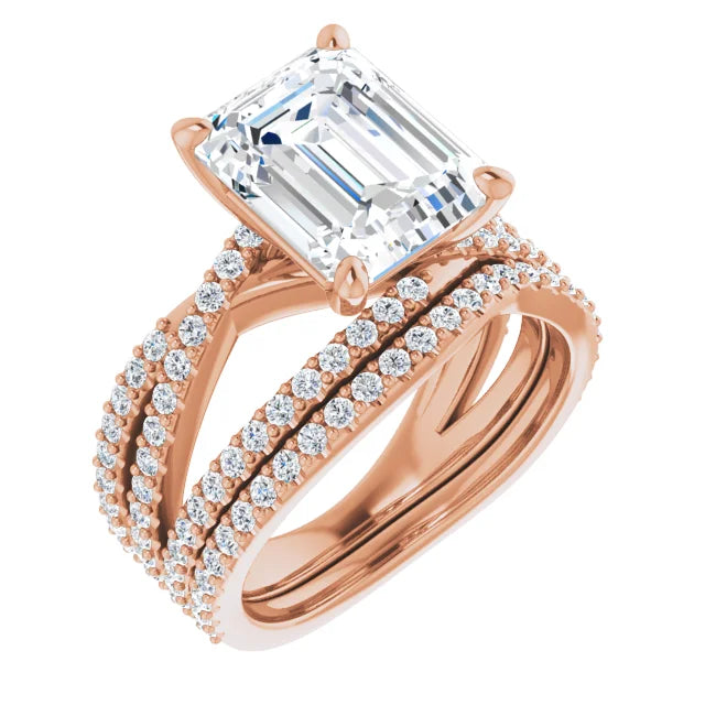 TARA Soliatre Engagement Ring with diamond set cross-over band