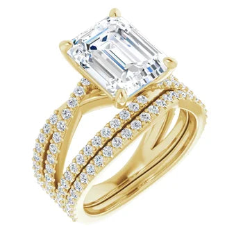 TARA Soliatre Engagement Ring with diamond set cross-over band