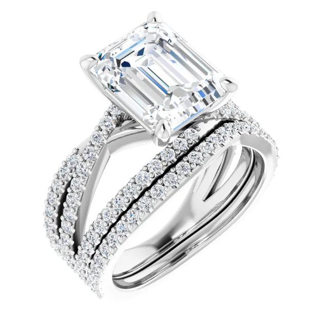TARA Soliatre Engagement Ring with diamond set cross-over band