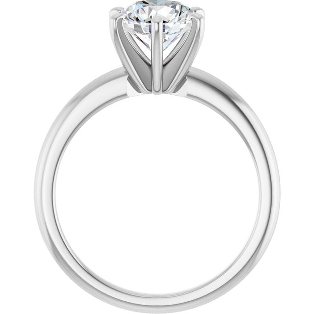 MICHEL Solitaire Round Engagement Ring with Knife Edge Band - Platinum - View 2