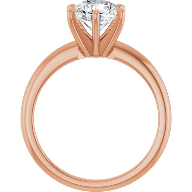 MICHEL Solitaire Round Engagement Ring with Knife Edge Band - 18K Rose Gold - View 2