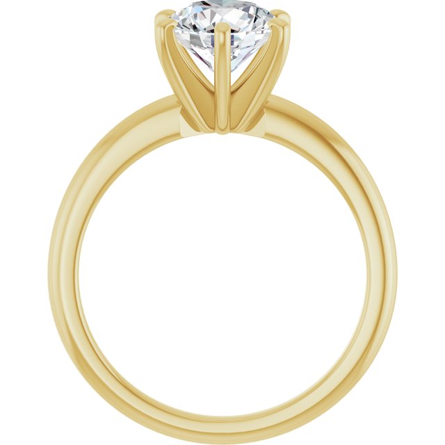 MICHEL Solitaire Round Engagement Ring with Knife Edge Band - 18K Yellow Gold - View 2