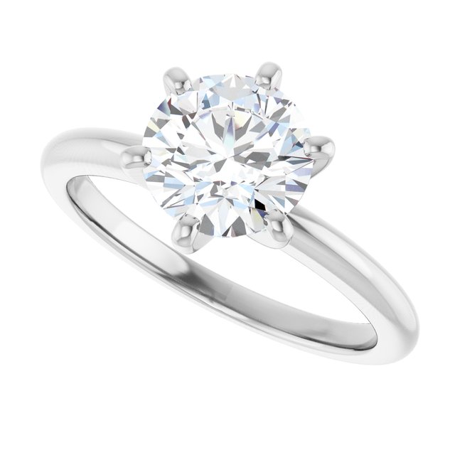 MICHEL Solitaire Round Engagement Ring with Knife Edge Band - Platinum - View 5