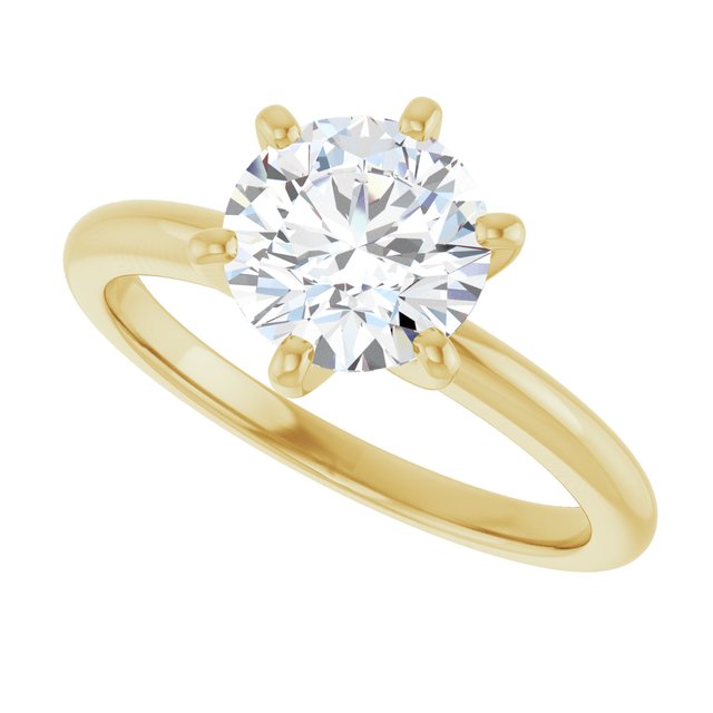 MICHEL Solitaire Round Engagement Ring with Knife Edge Band - 18K Yellow Gold - View 5