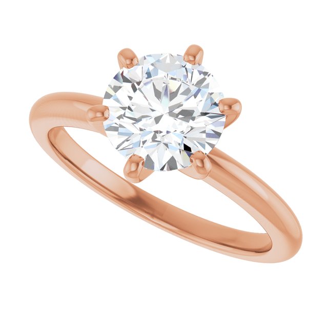 MICHEL Solitaire Round Engagement Ring with Knife Edge Band - 18K Rose Gold - View 5