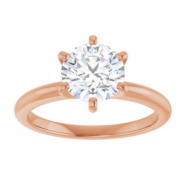 MICHEL Solitaire Round Engagement Ring with Knife Edge Band - 18K Rose Gold - View 3
