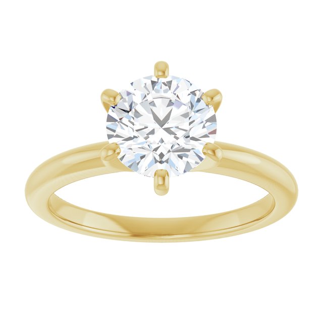 MICHEL Solitaire Round Engagement Ring with Knife Edge Band - 18K Yellow Gold - View 3
