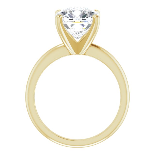 MICHEL Solitaire Cushion Engagement Ring with Knife Edge Band - 18K Yellow Gold - View 2