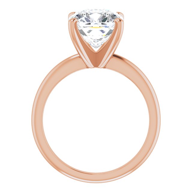MICHEL Solitaire Cushion Engagement Ring with Knife Edge Band - 18K Rose Gold - View 2