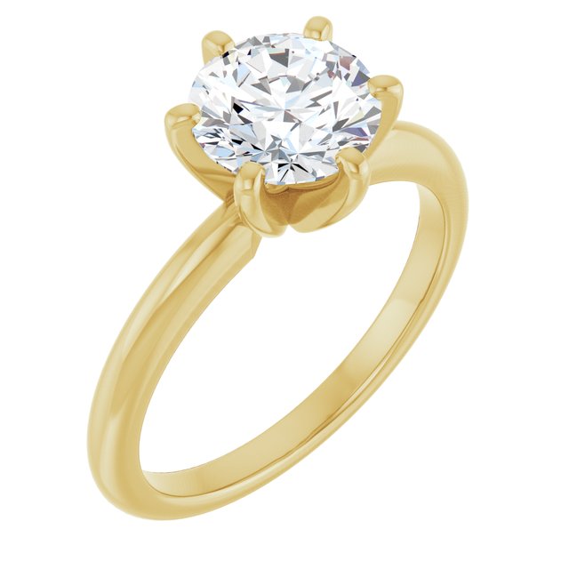 MICHEL Solitaire Round Engagement Ring with Knife Edge Band - 18K Yellow Gold - View 1