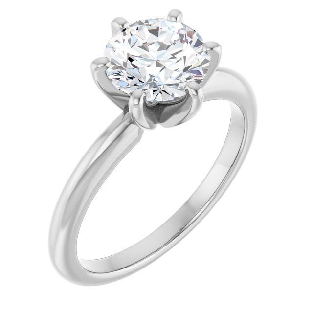 MICHEL Solitaire Round Engagement Ring with Knife Edge Band - Platinum - View 1